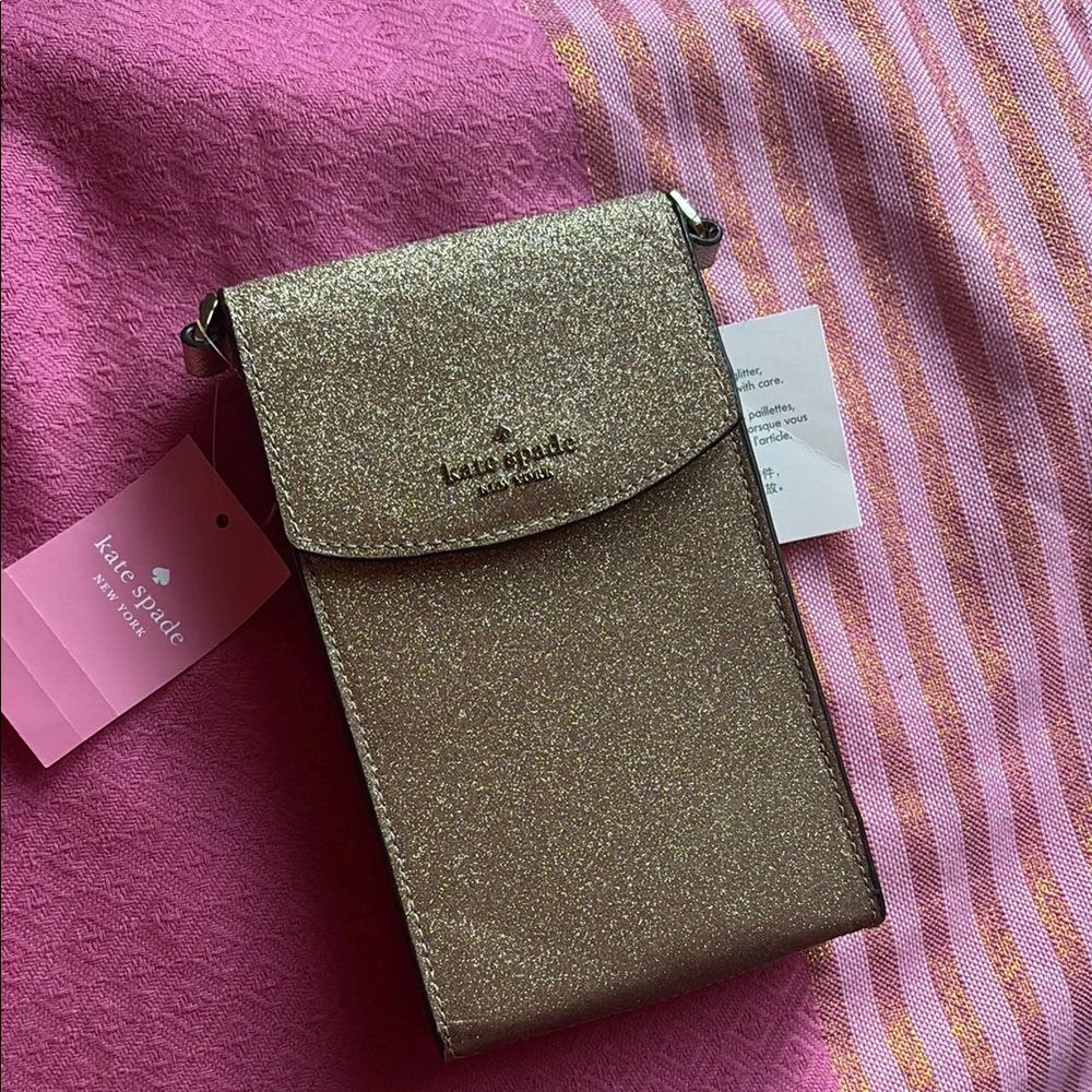 Kate Spade Rose Gold Sparkle Crossbody Bag in Tinsel